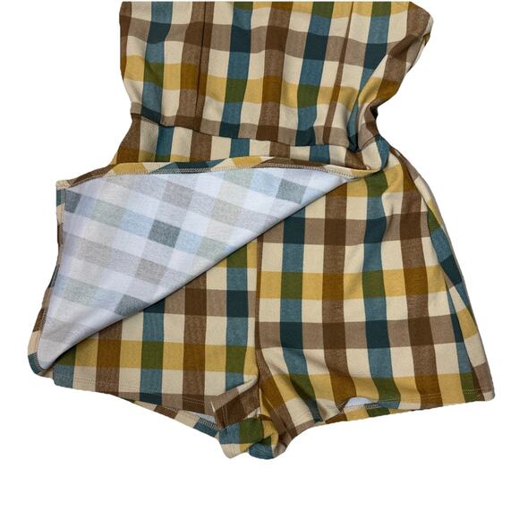 Vintage Almost Famous Plaid Romper Large Y2K Cottagecore Boho Sleeveless Wrap - Picture 4 of 8
